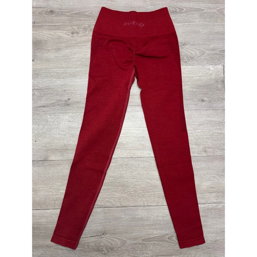 Snatched Leggings Scarlet Red High Waisted Scrunch Seamless High Compression - Picture 5 of 8